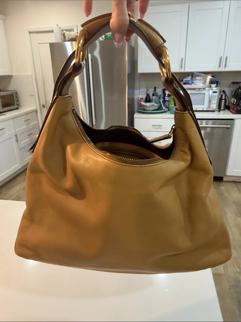 GUCCI-Tom Ford Hobo Shoulder Bag - Deep mustard/tan color Leather ..